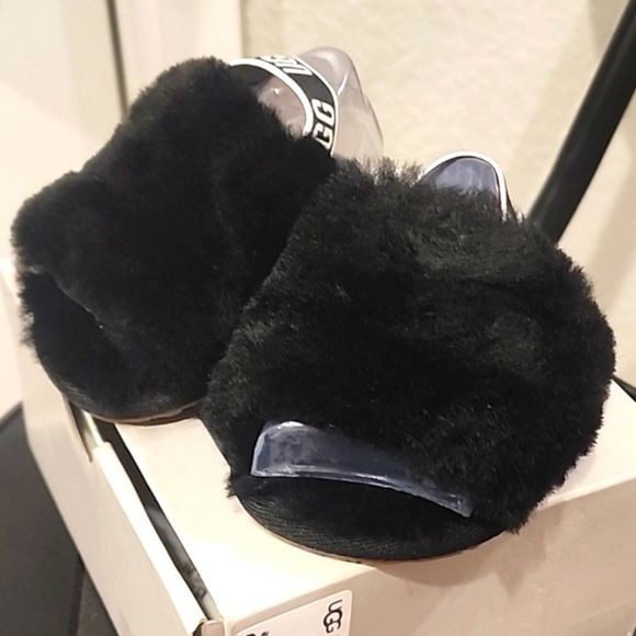 Ugg Fluff Yeah Infant Slides- Black - Picture 5 of 8